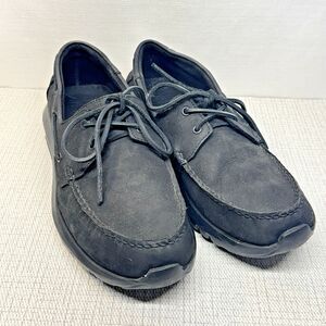 THURSDAY BOOT CO. Nubuck Matte Black Leather Handsewn Runner Boat Shoes 12